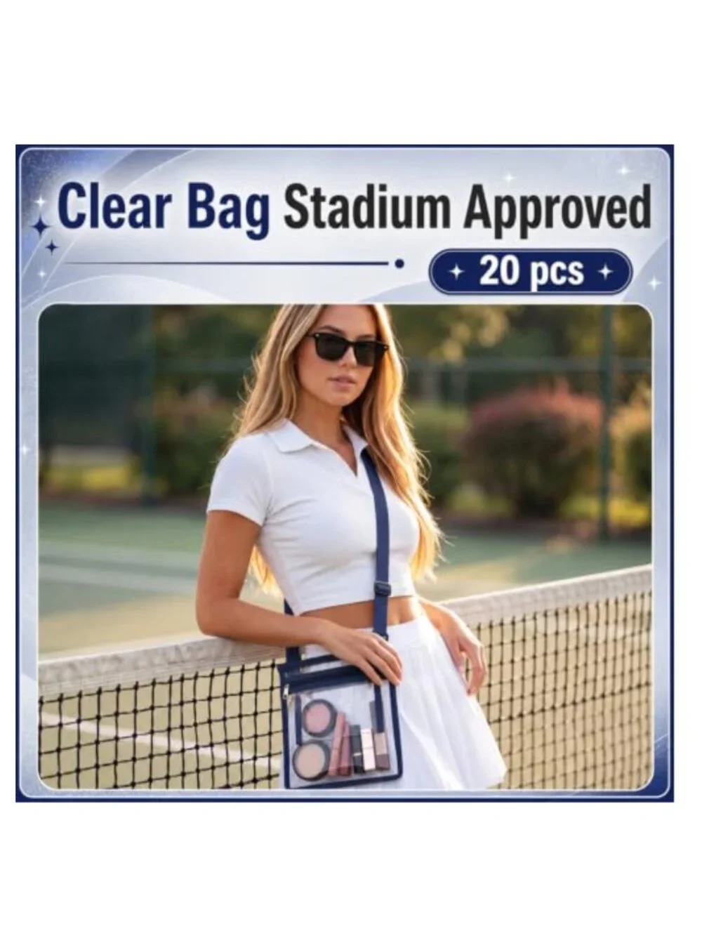 20 Clear Stadium Approved Crossbody Bags Waterproof PVC with Nylon Strap